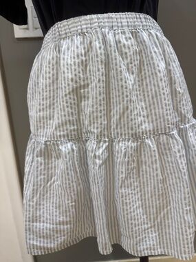 Women's Blue and White Striped Tiered Skirt
